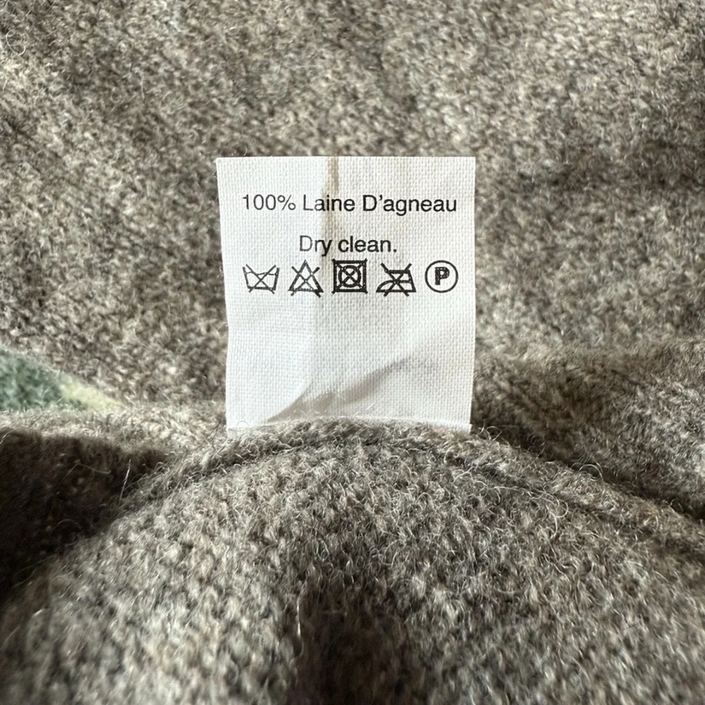 J‎ Crew Men’s 100% Lambswool Quarter Zip Pullover Sweater Size L Gray Knit FLAW